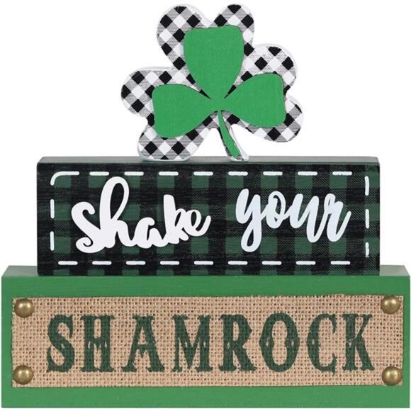 Other - St Patricks Day Decorations 3-Layered Shamrock Wood Block St